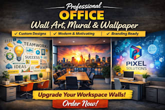design professional office wall art, mural and wallpaper design