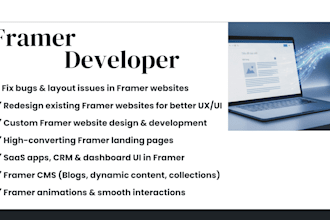 fix, redesign and design framer website, framer landing lage, figma to framer