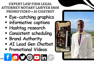 be your law firm legal attorney notary lawyer smm promo video with ai chatbot