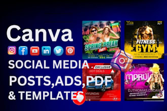 design canva social media posts for instagram, facebook, and twitter