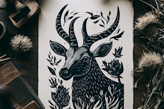 do linocut or woodcut illustrations