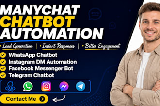 build manychat chatbot for whatsapp, instagram, facebook messenger and telegram