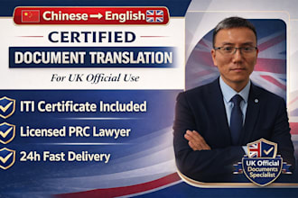 chinese to english iti certified document translation for UK official use