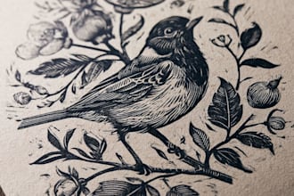 draw high quality linocut illustration for shirt design
