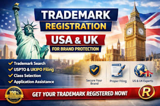handle trademark registration in USA and UK for brand protection