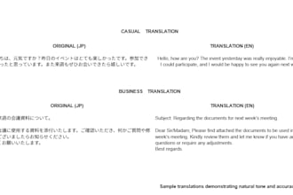 translate and proofread english to japanese