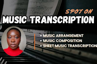 create professional music transcription, piano tabs or sheet music of your songs