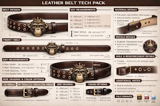 design fashion belt, buckles and accessories with factory ready techpack