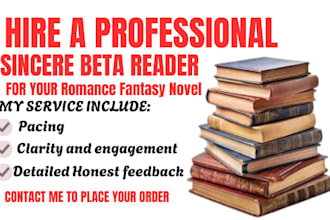provide sincere beta reading for your romantasy or romance fantasy