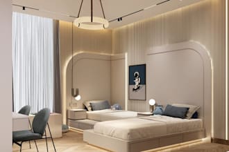 renew 3d kids room interior,cozy bedroom, teenager room,playroom,nba wall design