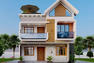 render big house exterior, architecture redesign for real estates, 2d,3d plan