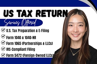 prepare and efile tax returns, tax filing 1040, 5472, 1120, 1065 as CPA