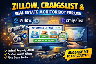 develop zillow, craigslist, and real estate monitor bot for USA