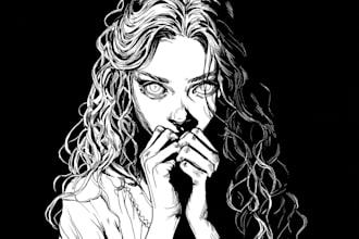 design an horror and gothic line art illustrations