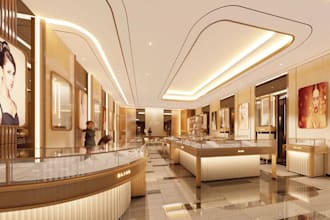 redesign luxury jewelry store,3d showroom render, layout,boutique interior,shop