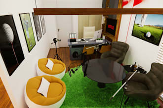 design 3d podcast studio interior, 3d home studio streaming studio music studio