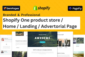 build shopify one product page, one product landing page by gempages or pagefly
