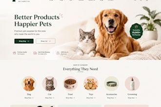 design a shopify pet store for pet brands and pet products