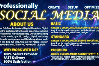 create and setup social media business accounts and pages