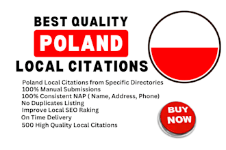 create 350 high quality poland local citations and directory submissions