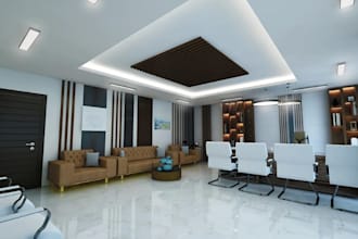 relayout modern office interior, coworking space design,reception area rendering