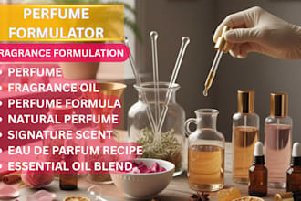 develop perfume, air freshener formulations for body, hair, and room fragrances