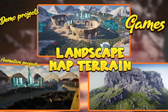 do unity, unreal engine 3d game environment, terrain map, landscapes, roblox map