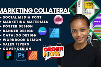 design marketing collateral social media post poster flyer brochure presentation