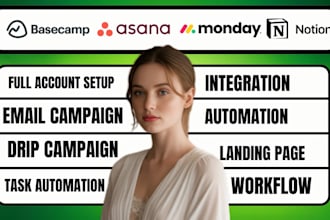 build and create basecamp, monday, notion, asana, clickup, and trello automation