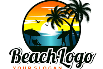 design luxury resort, beach and travel logo