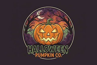 do halloween pumpkin logo with free source file
