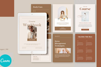design editable canva course workbook, PDF educational training material