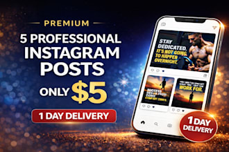 design 5 motivational instagram posts in canva