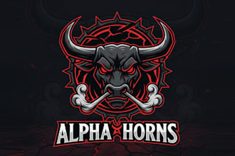 create a fierce angry bull mascot logo for your brand