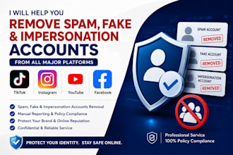 remove spam fake impersonation accounts from tiktok instagram youtube facebook