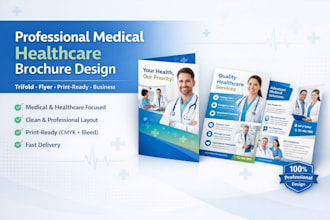 design professional medical healthcare business brochure flyer trifold print