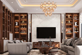 do realistic  rendering living and stair
