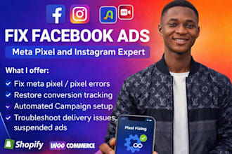 fix meta pixel, setup and fix facebook and instagram ads, fix conversion issues