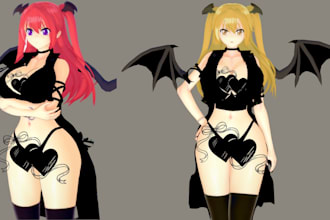 do 3d vtuber character modeling for vroid vrchat vrm, 3d streaming avatar vtuber