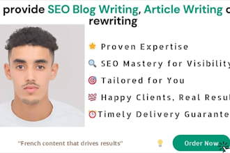 write SEO optimized french articles and content