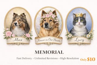 turn your pet photo into a beautiful memorial portrait