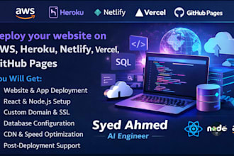 deploy your website on AWS, heroku, netlify, vercel, github pages