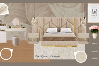 design a professional interior mood board and color palette