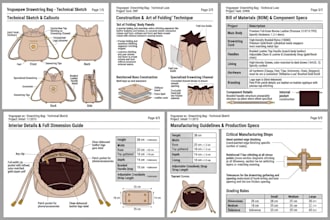 create a luxury handbag tech pack with hardware specs