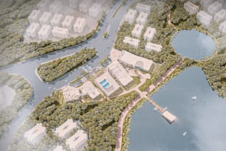 build community landscape,site planning,driveway render,cityscape building model
