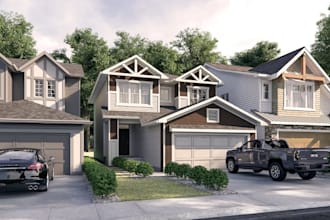 remodel house exterior, property interior, redesign UK building, rendering cgi