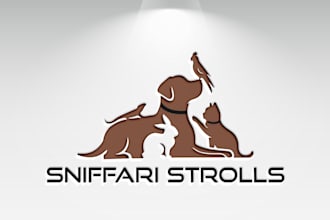 design a uniqie logo for pet business, dog walking, grooming or pet sitting