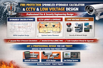 design fire protection sprinkler hydraulic calculation, cctv layout, low voltage