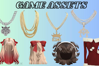create custom roblox ugc hats, hair, chains, glasses, crowns, masks,shoulder pet