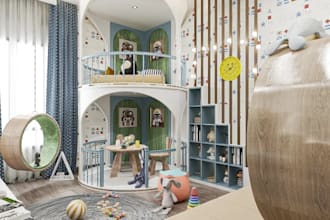 refine 3d indoor play facilities, playroom design,kids room,cgi furniture render